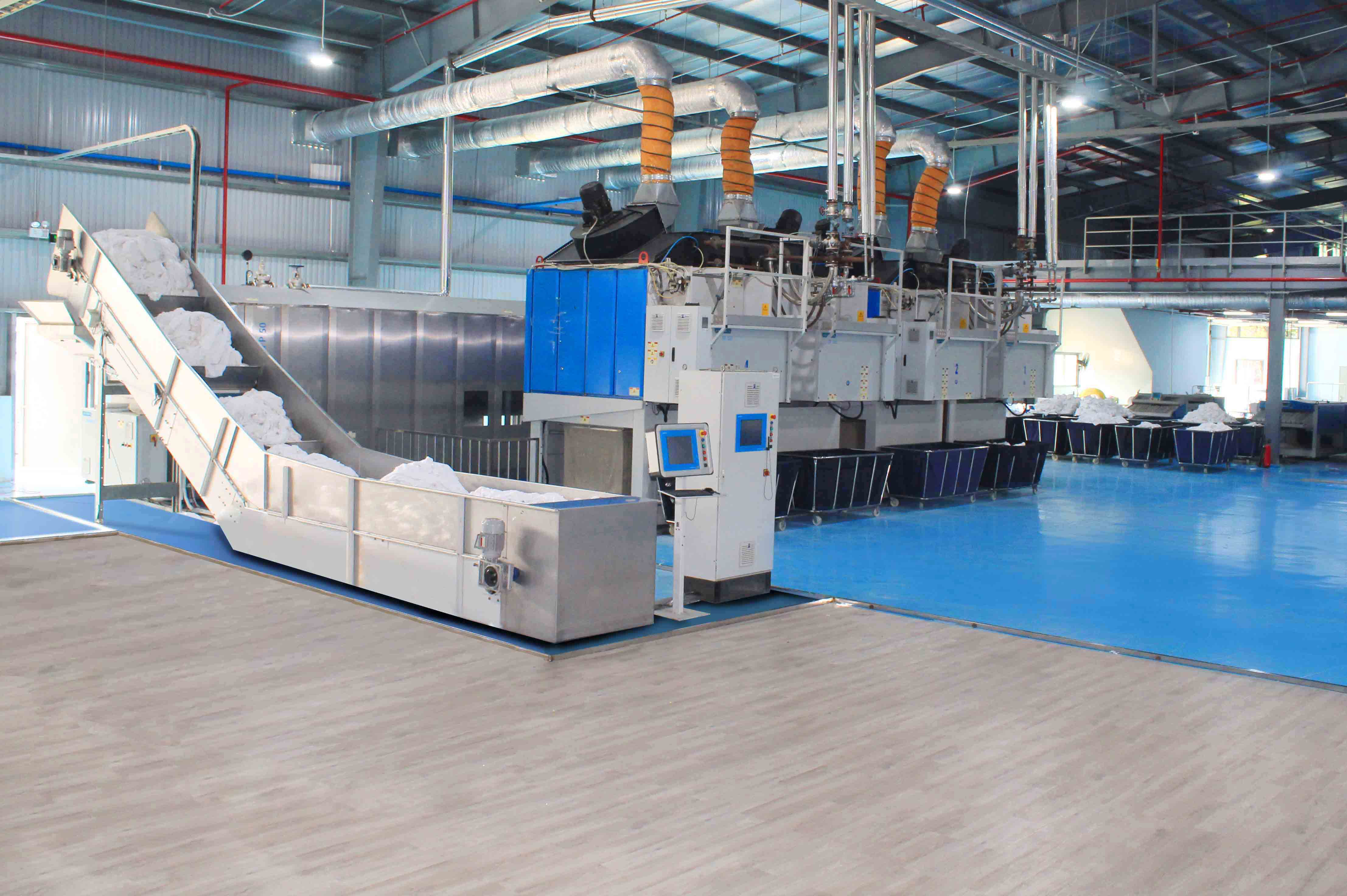 Tunnel washing machine system with a capacity of 1.2 tons/hour